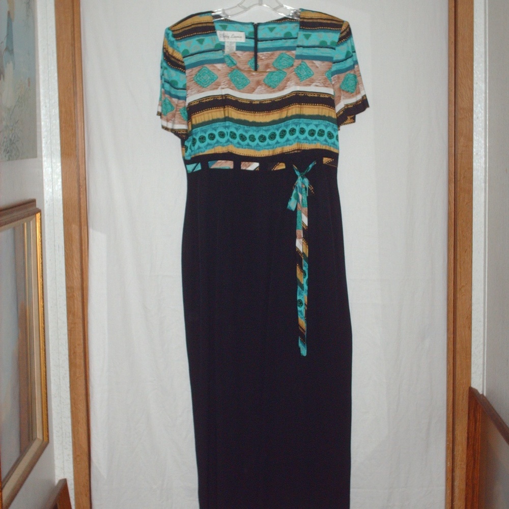 Vintage Betsy Lauren black & turquoise dress